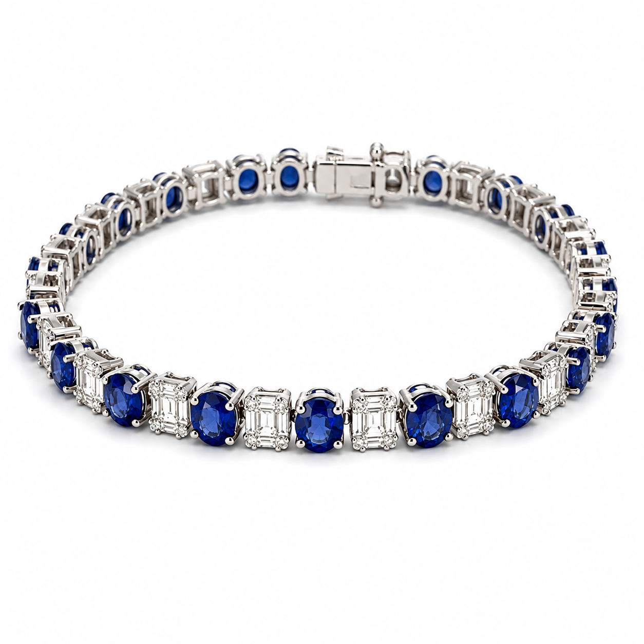 White Gold Sapphire and Diamond Bracelet