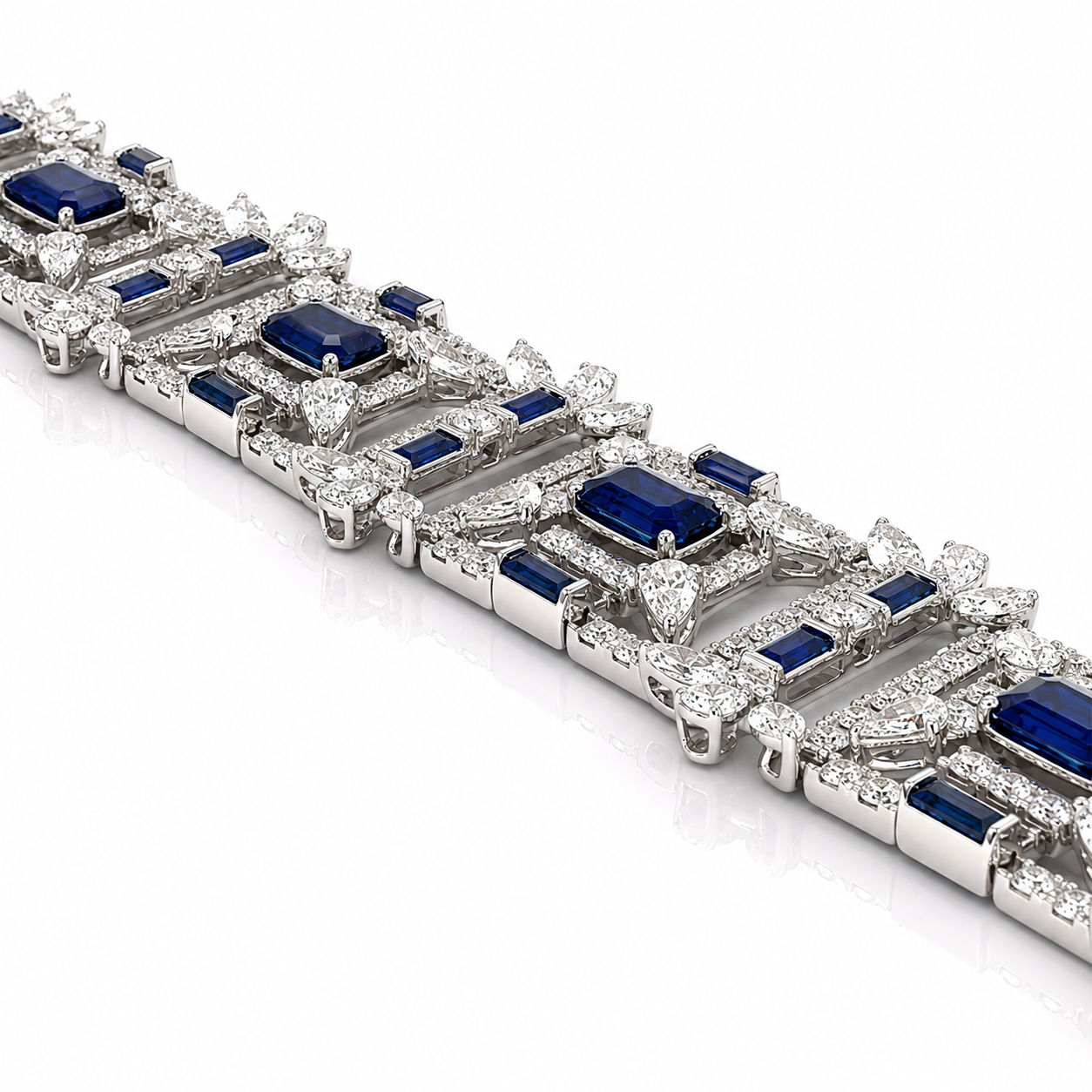 White Gold Sapphire and Diamond Bracelet