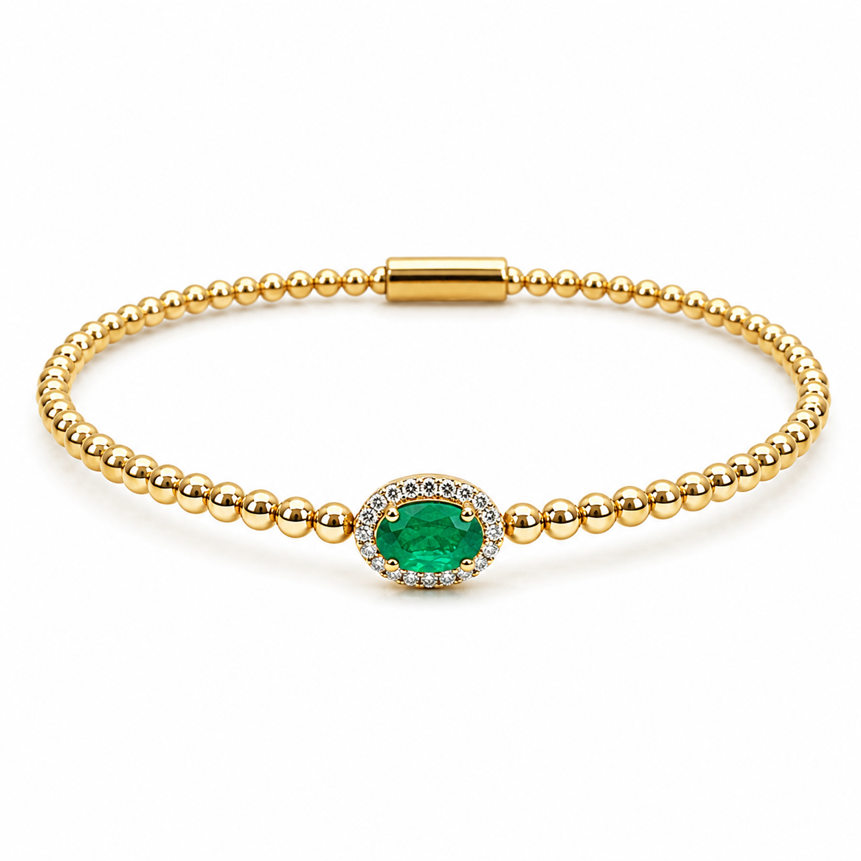 Yellow Gold Diamond and Emerald Bracelet