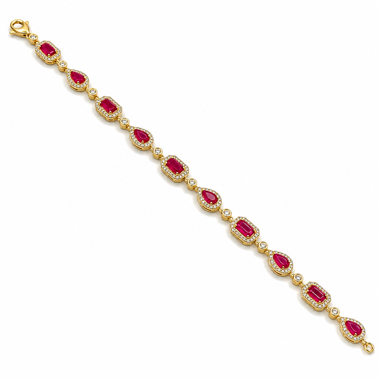 Yellow Gold Diamond and Ruby Bracelet