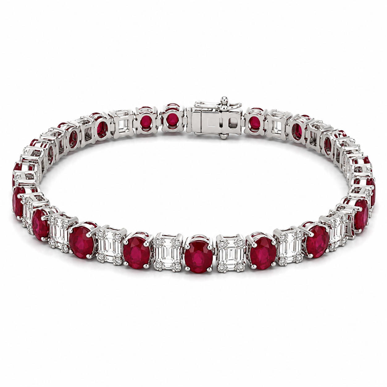 White Gold Rubby and Diamond Bracelet