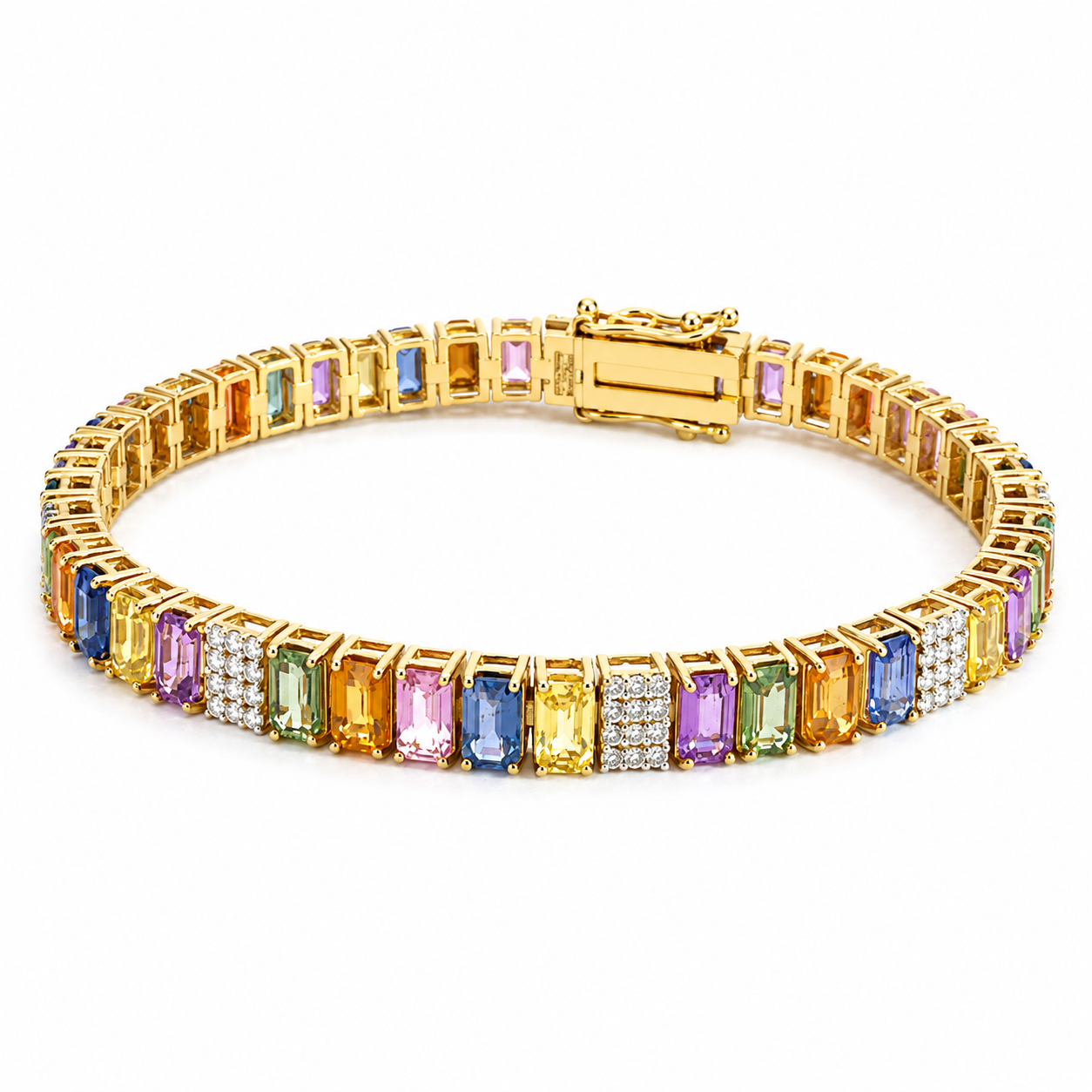 Yellow Gold Sapphire and Diamond Bracelet