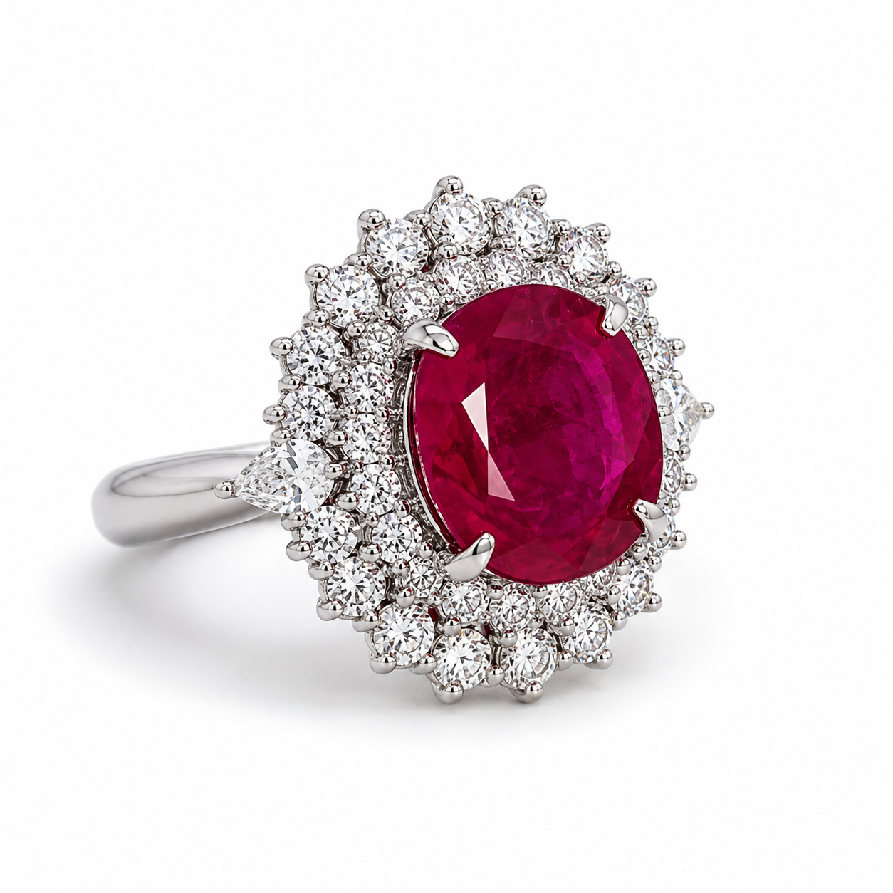 White Gold Ruby and Diamond Ring
