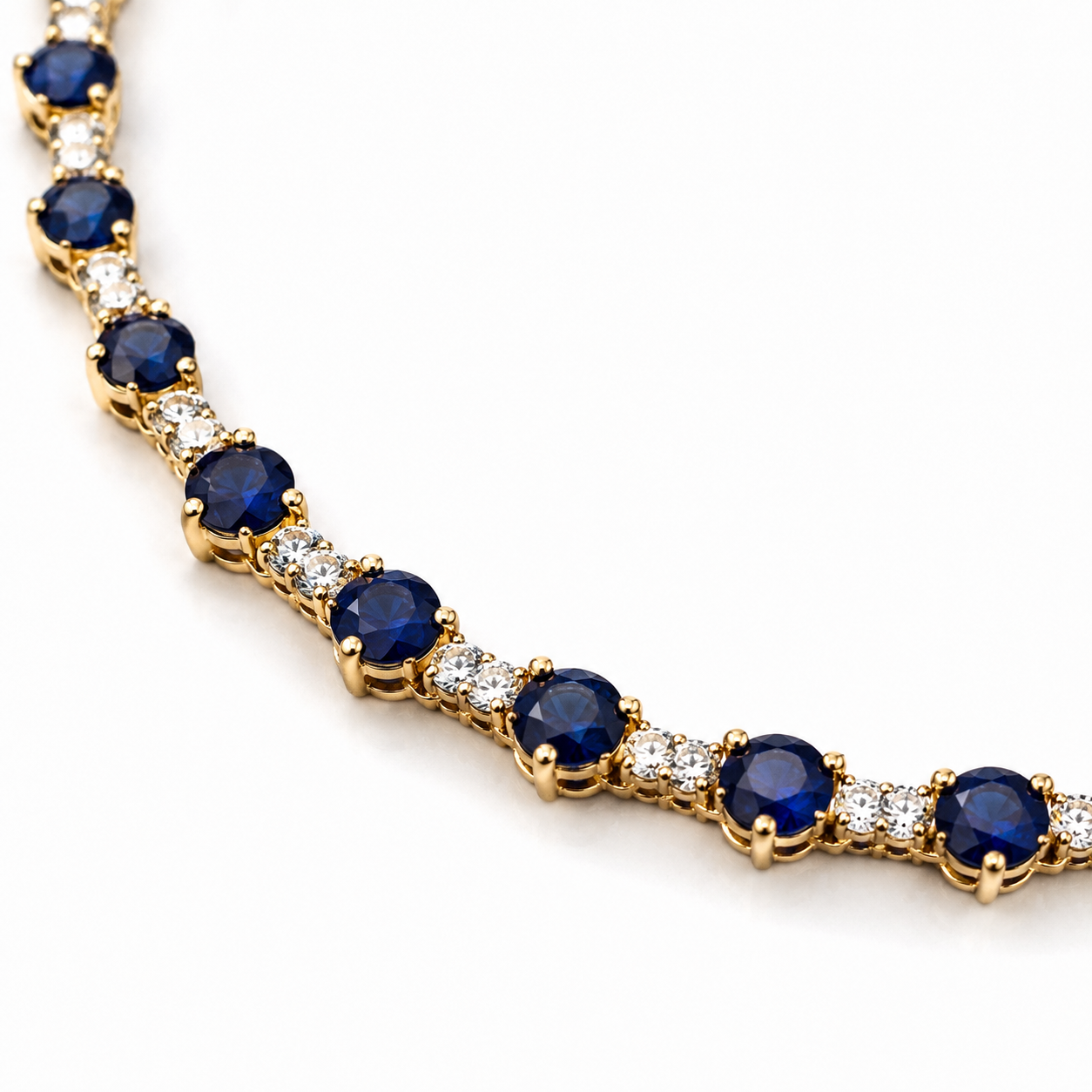 Yellow Gold Sapphire and Diamond Necklace