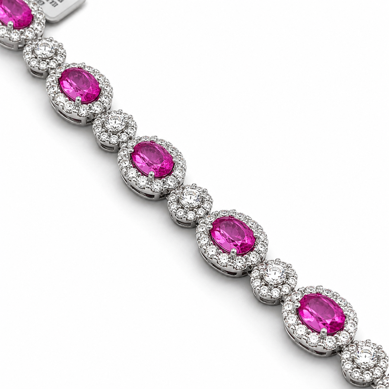 White Gold Pink Sapphire and Diamond Bracelet