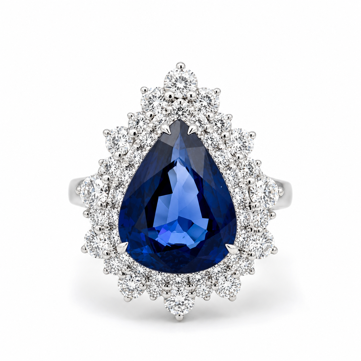 White Gold Sapphire and Diamond Ring