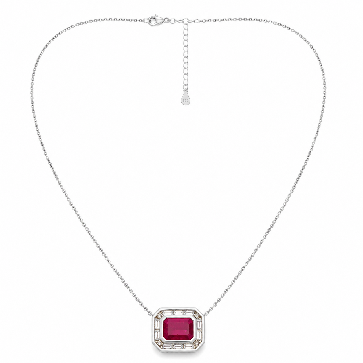 White Gold Ruby and Diamond Necklace