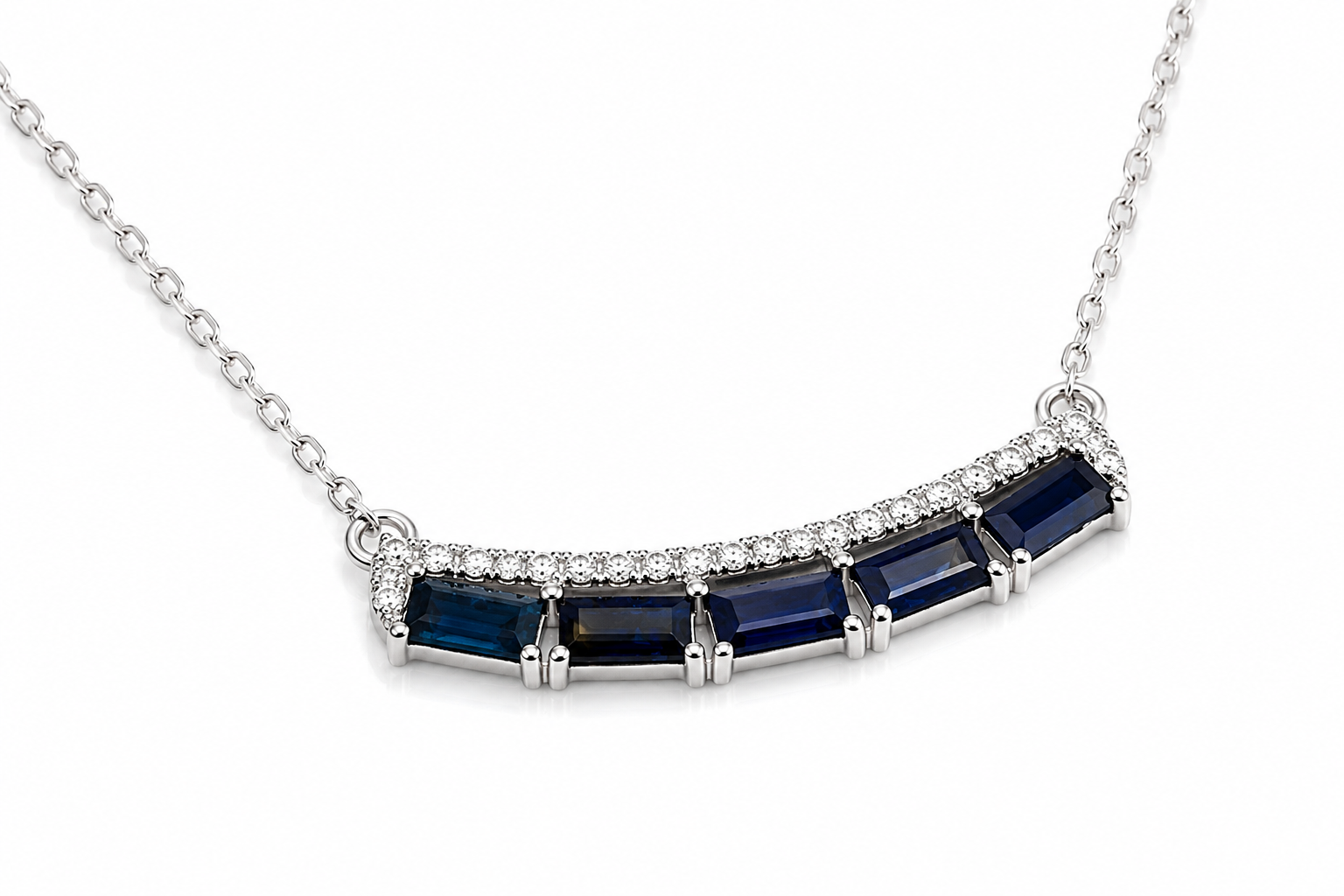 White Gold Sapphire and Diamond Necklace