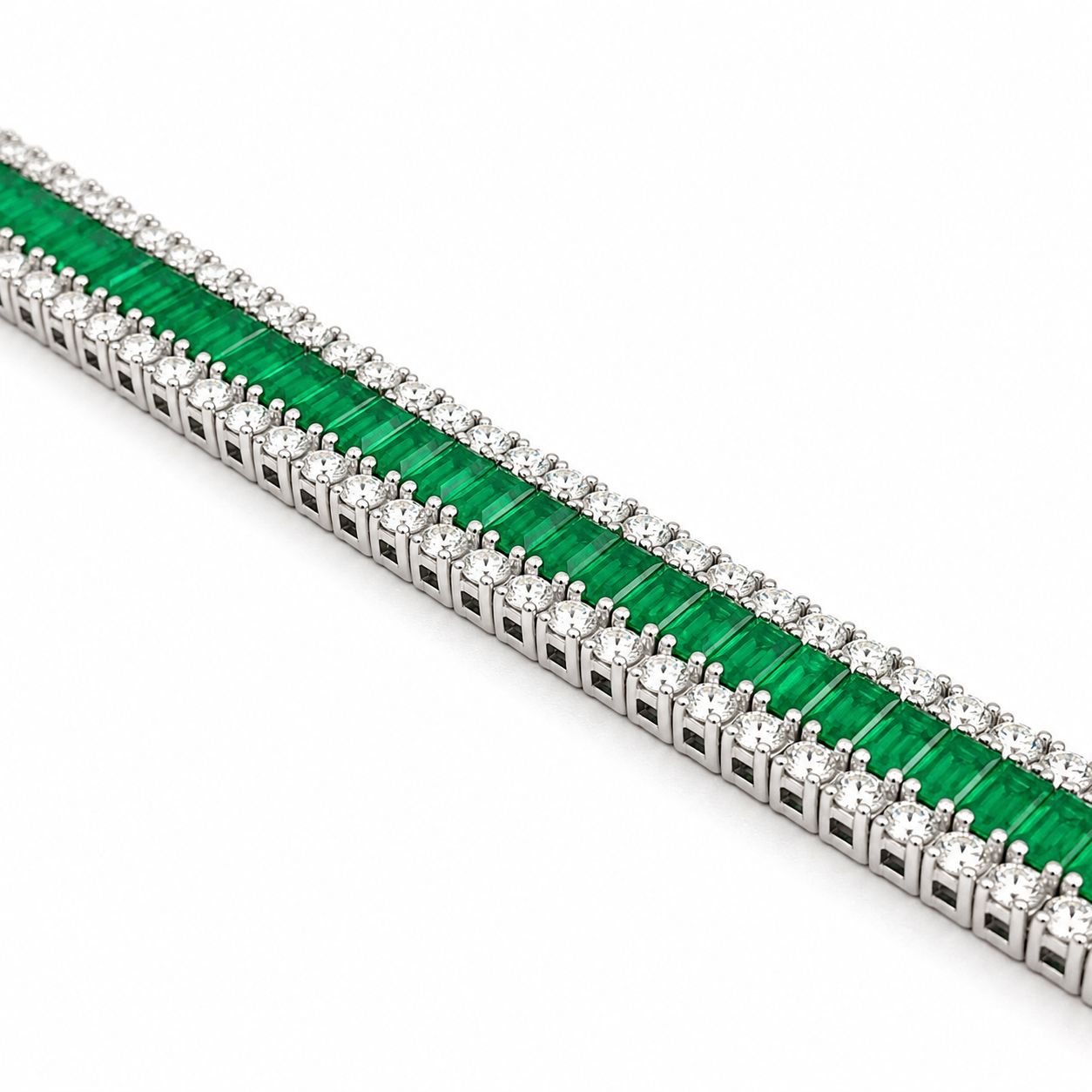 White Gold Emerald and Diamond Bracelet