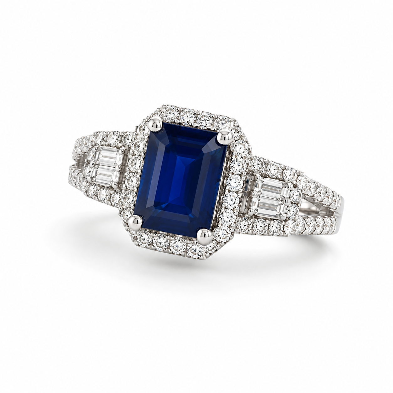 White Gold Sapphire and Diamond Ring