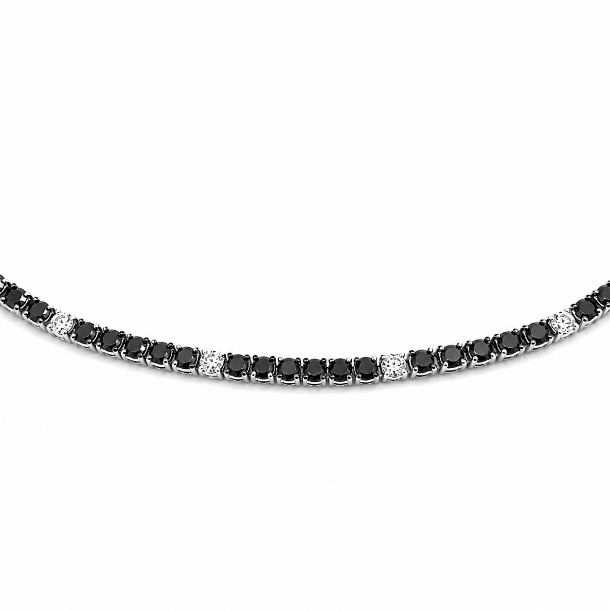 White Gold Black and White Diamond Necklace
