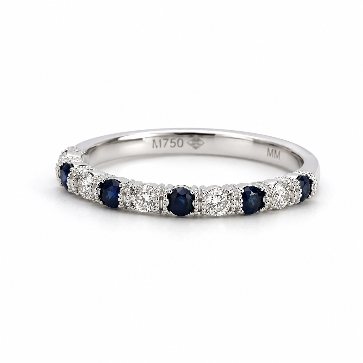 White Gold Sapphire and Diamond Ring
