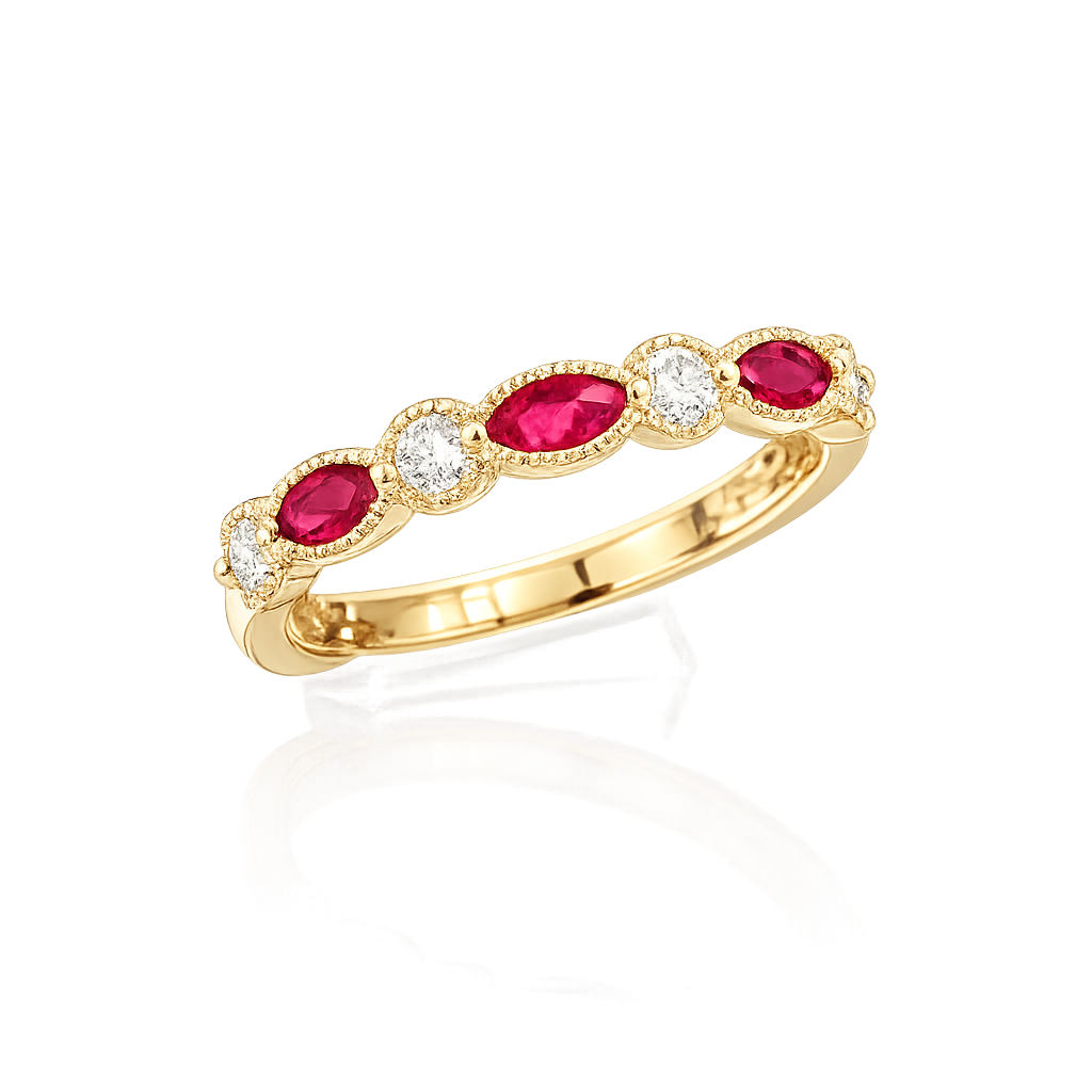 Yellow Gold Diamond and Ruby Ring