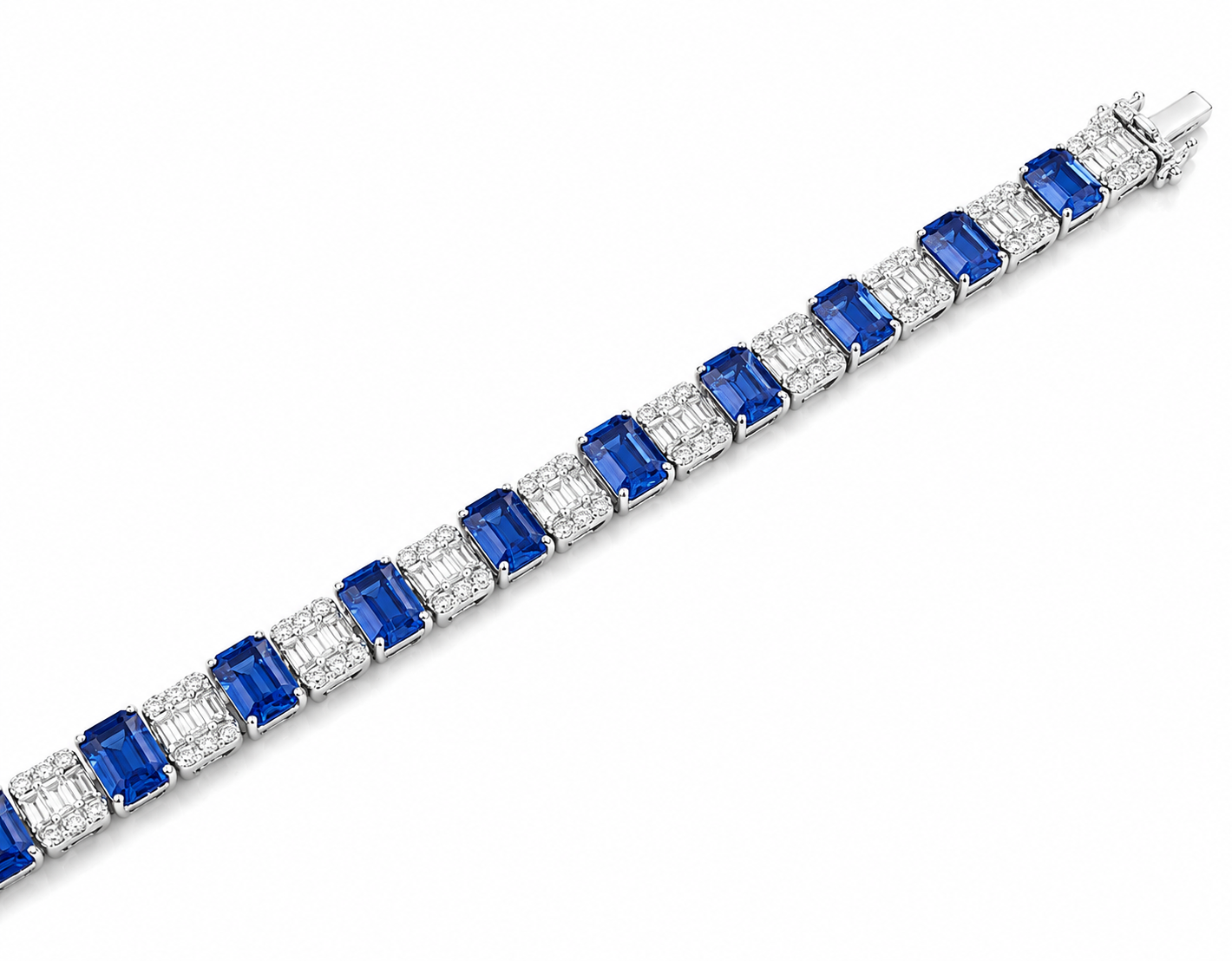 White Gold Sapphire and Diamond Bracelet