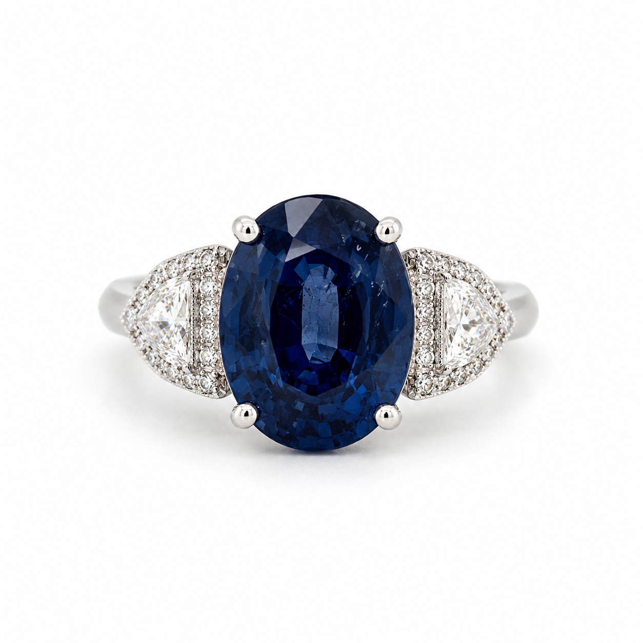 White Gold Sapphire and Diamond Ring