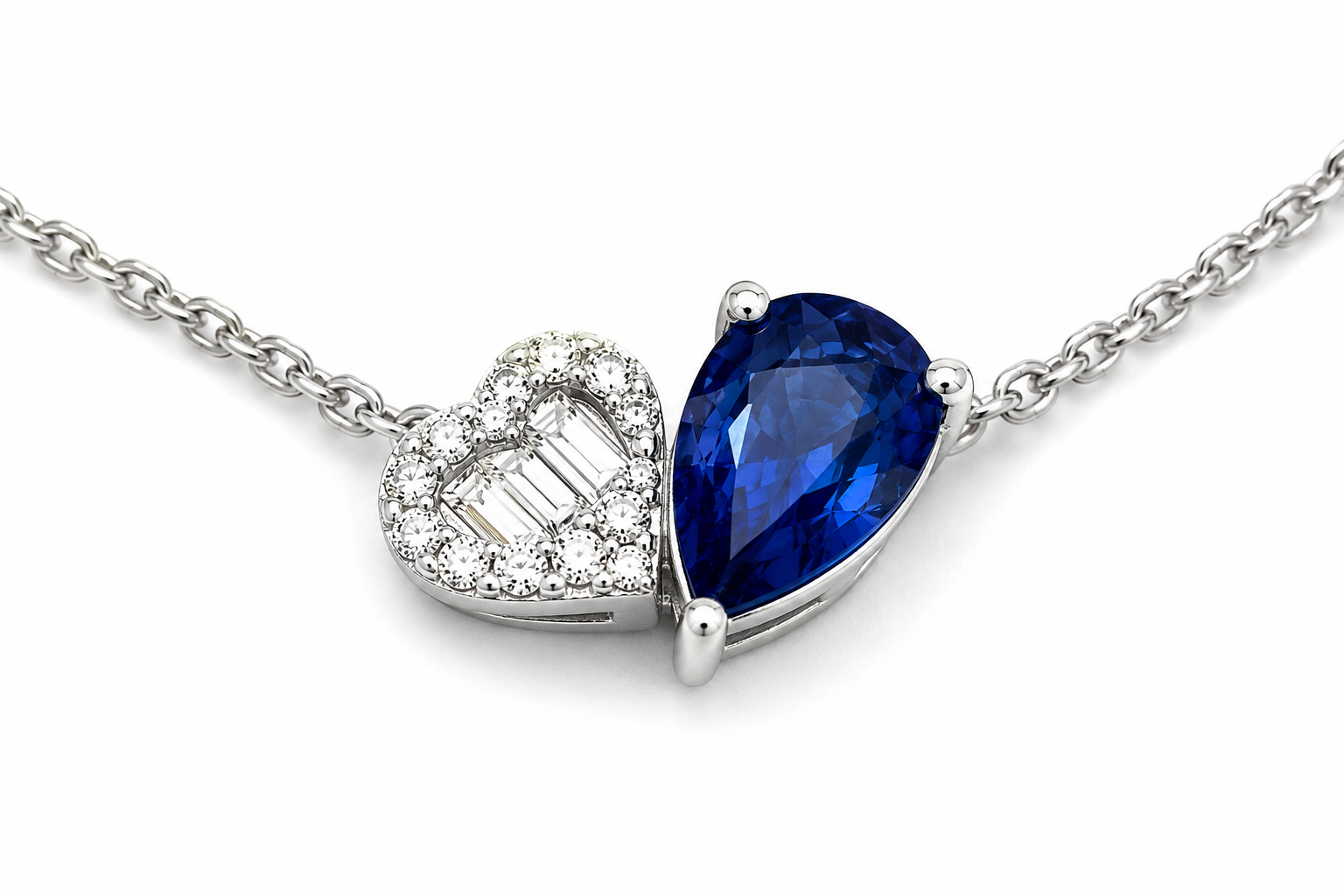 White Gold Sapphire and Diamond Necklace