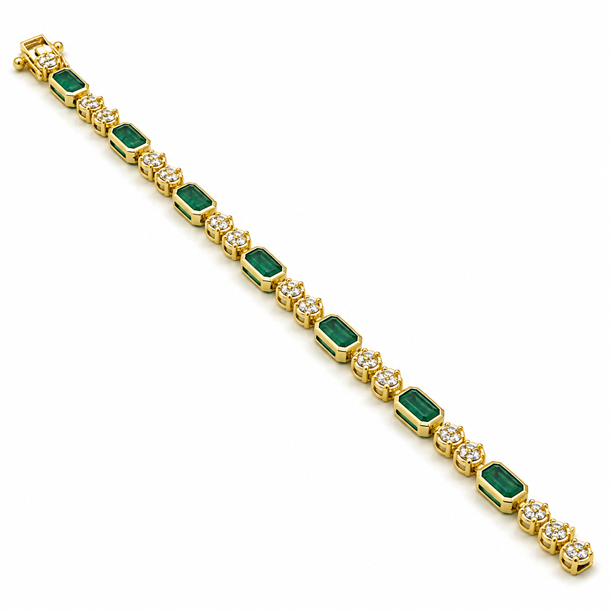 Yellow Gold Emerald and Diamond Bracelet