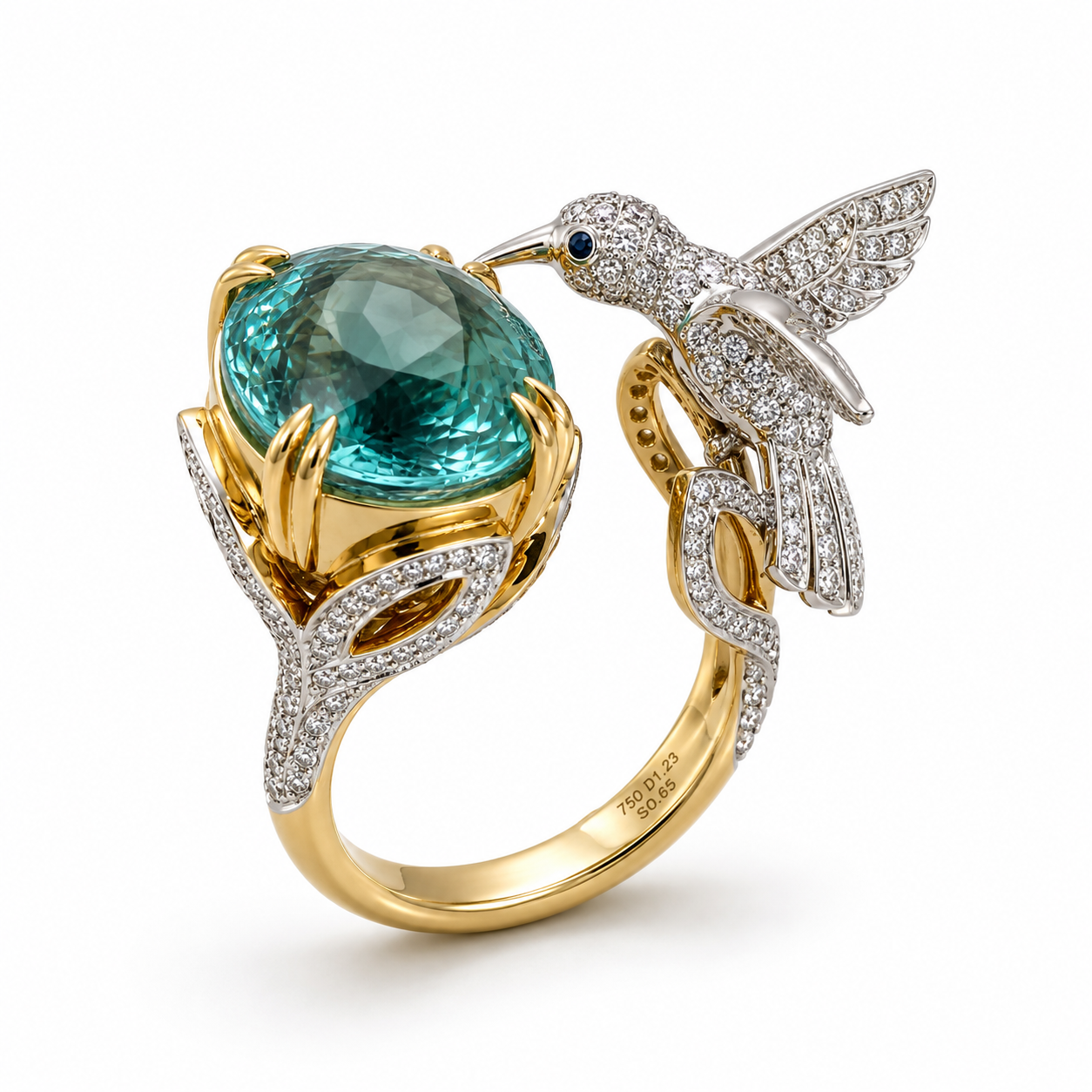 White Gold Aquamarine and Diamond Ring