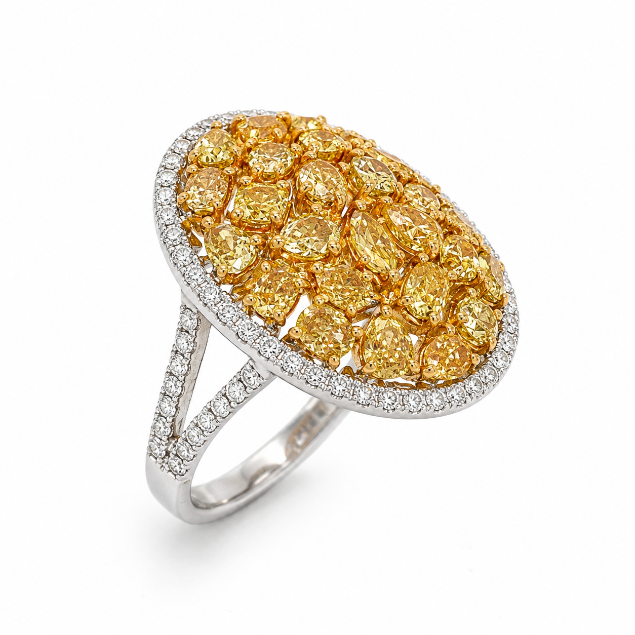 White Gold Yellow Diamond Ring