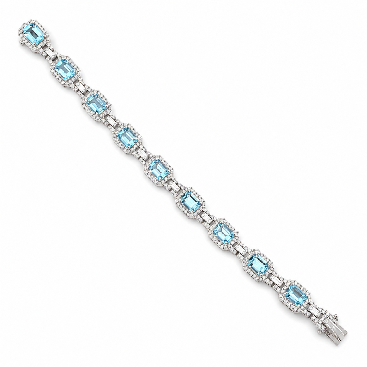 White Gold Aquamarine and Diamond Bracelet