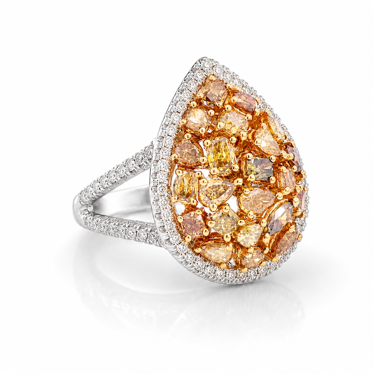 White Gold Yellow Diamond Ring