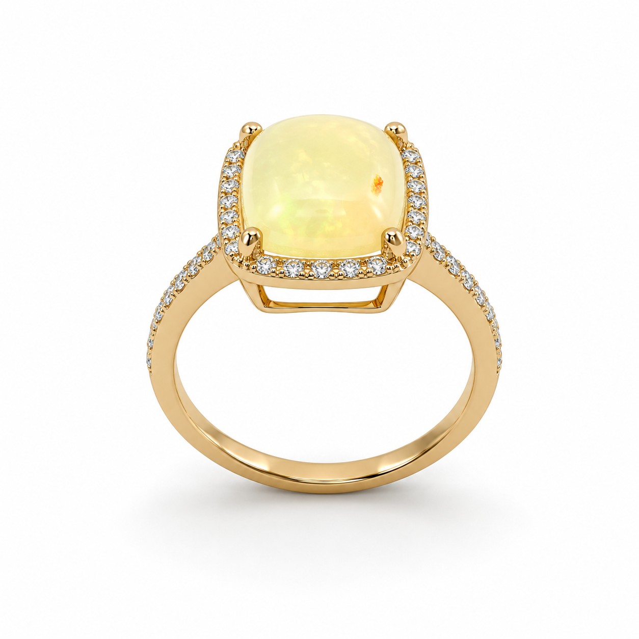 Yellow Gold Opal and Diamond Ring