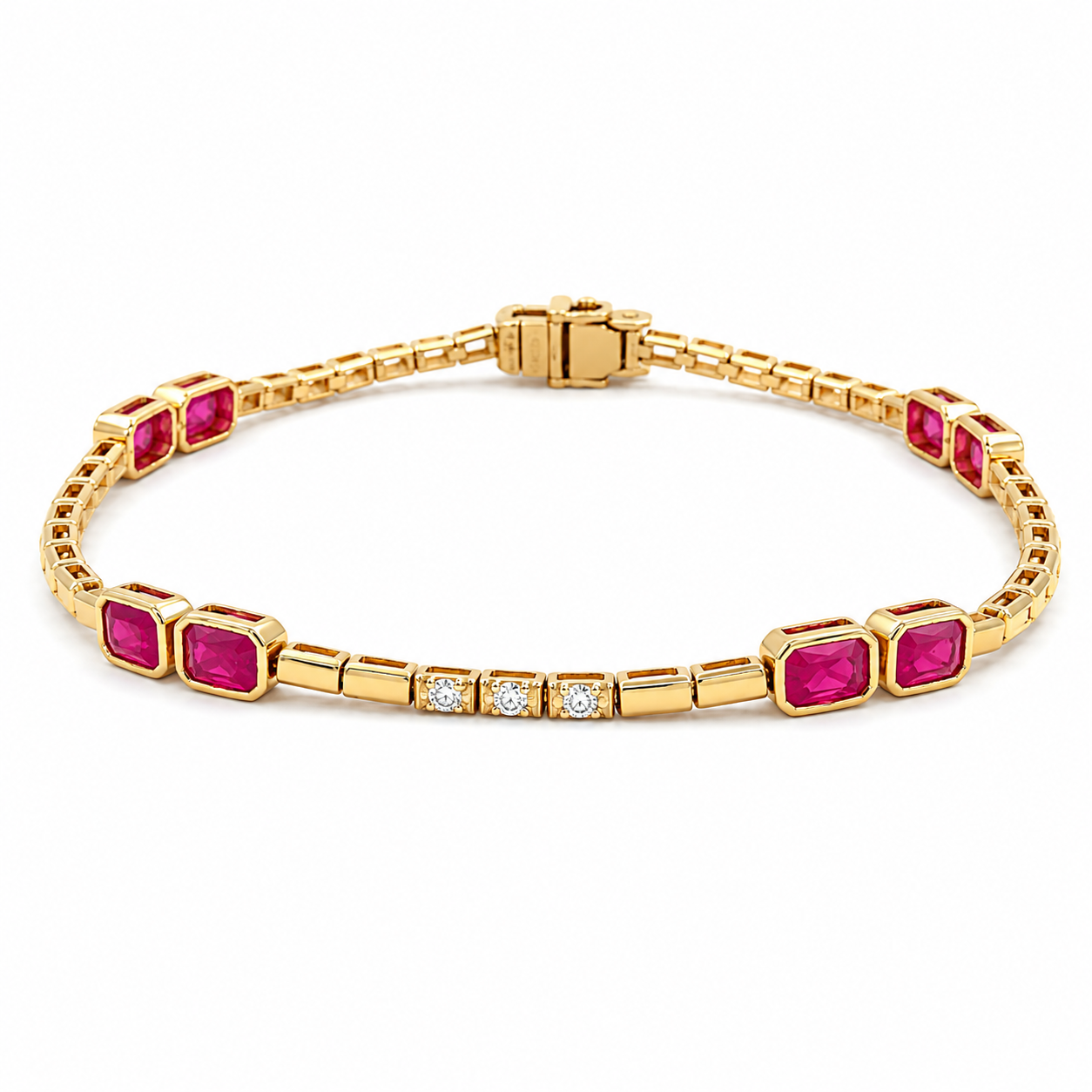 Yellow Gold Diamond and Ruby Bracelet