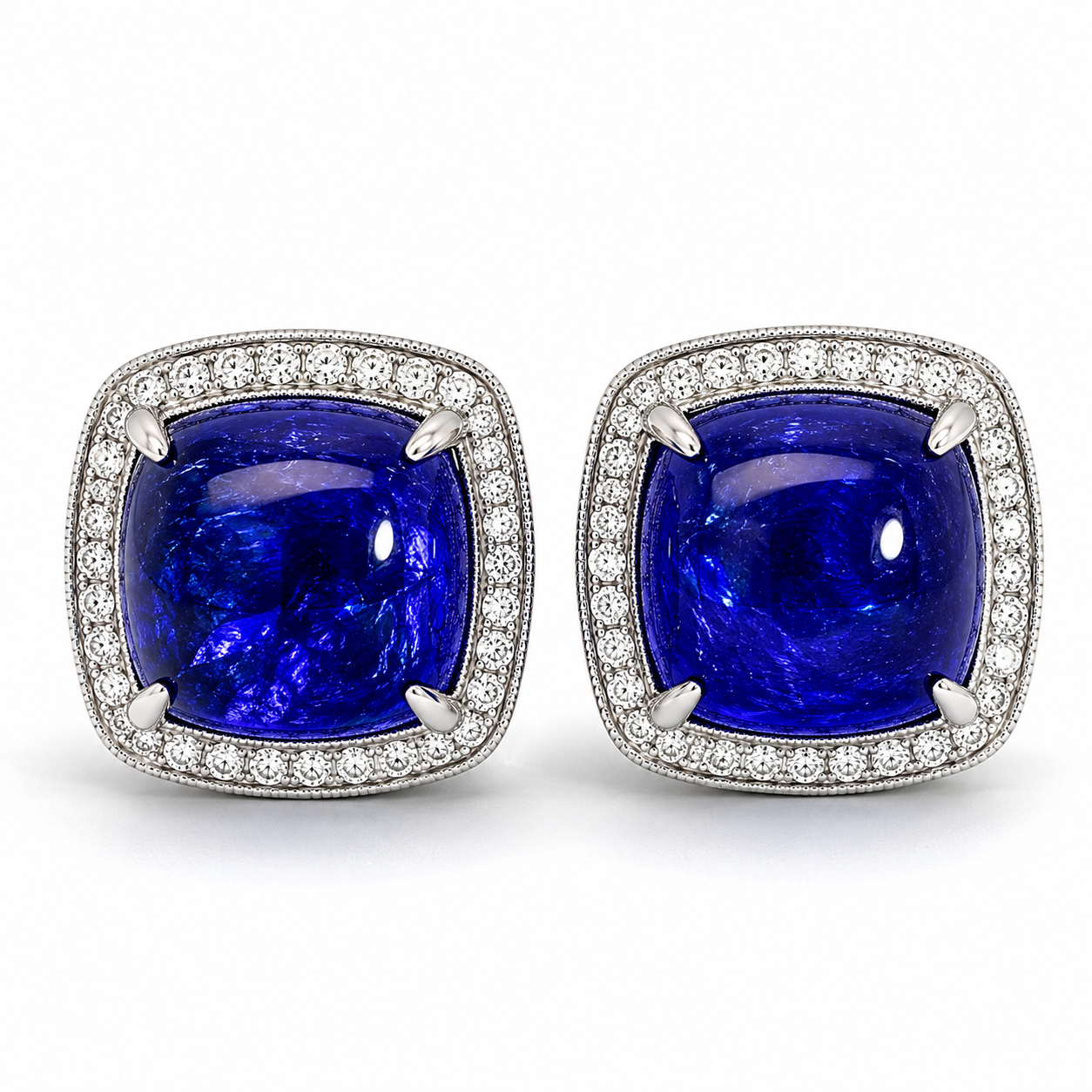 White Gold Tanzanite and Diamond Earrings