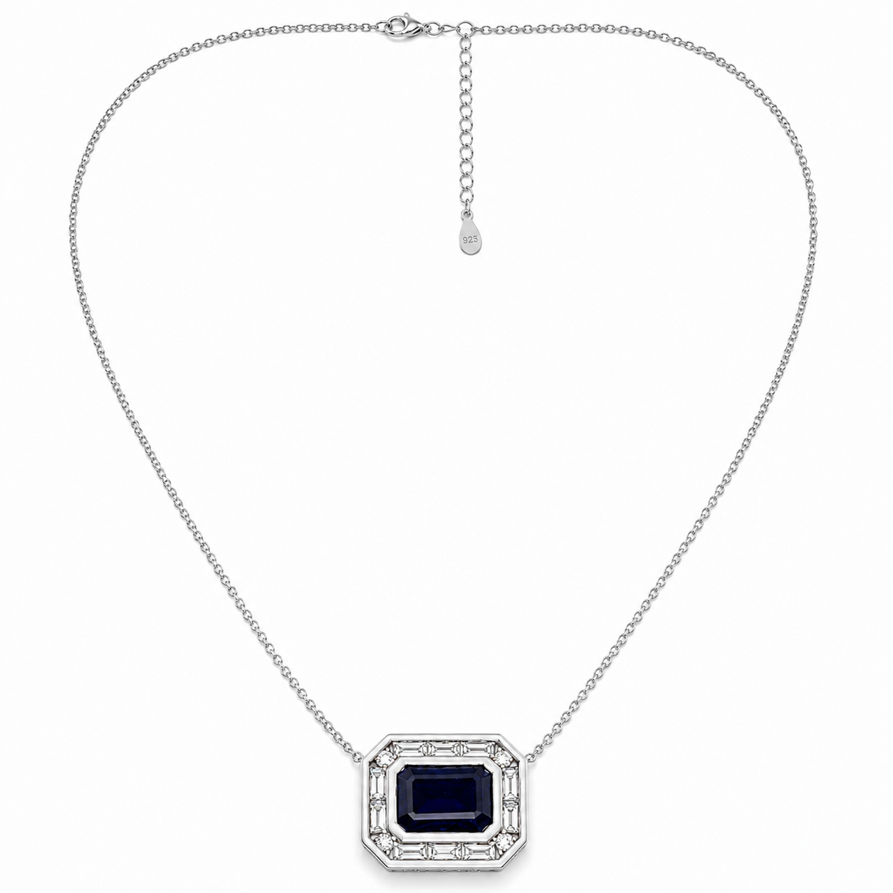 White Gold Sapphire and Diamond Necklace
