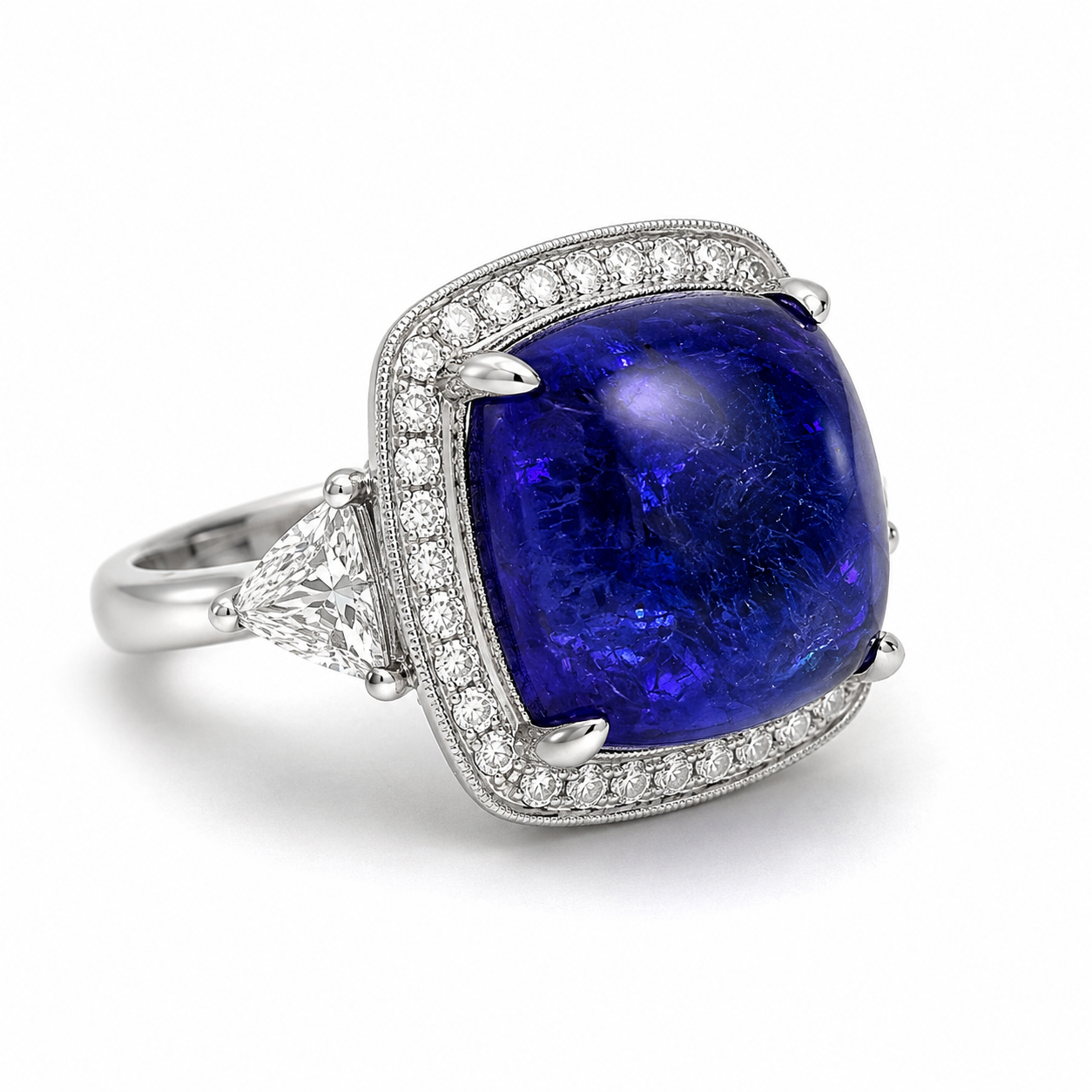 White Gold Tanzanite and Diamond Ring