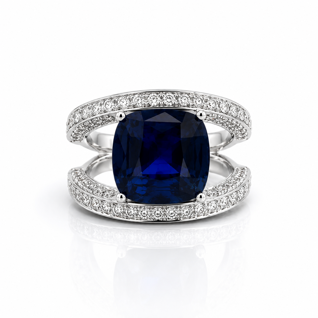 White Gold Sapphire and Diamond Ring