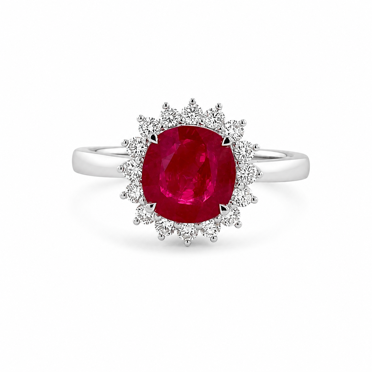 White Gold Ruby and Diamond Ring