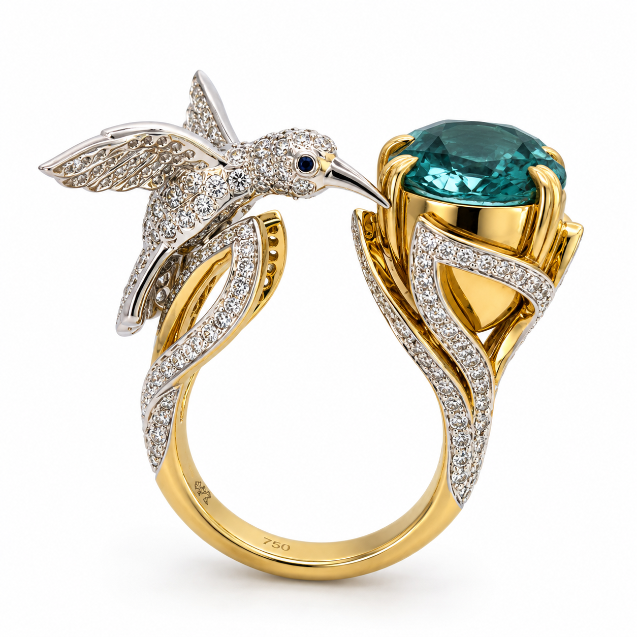 White Gold Aquamarine and Diamond Ring