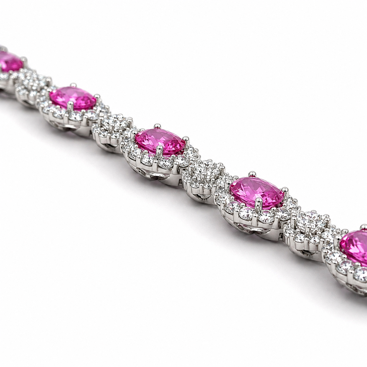 White Gold Pink Sapphire and Diamond Bracelet