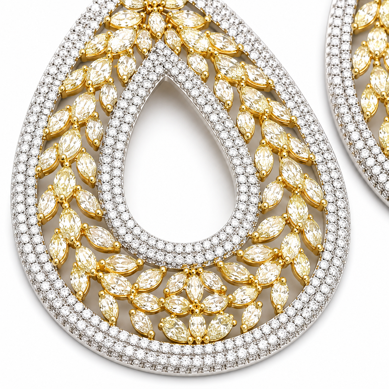 White Gold Yellow Diamond Earrings