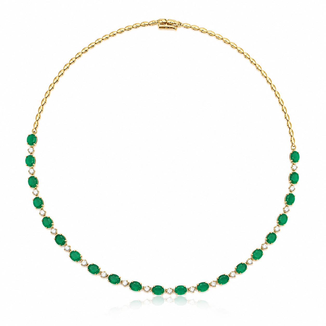 Yellow Gold Emerald and Diamond Necklace