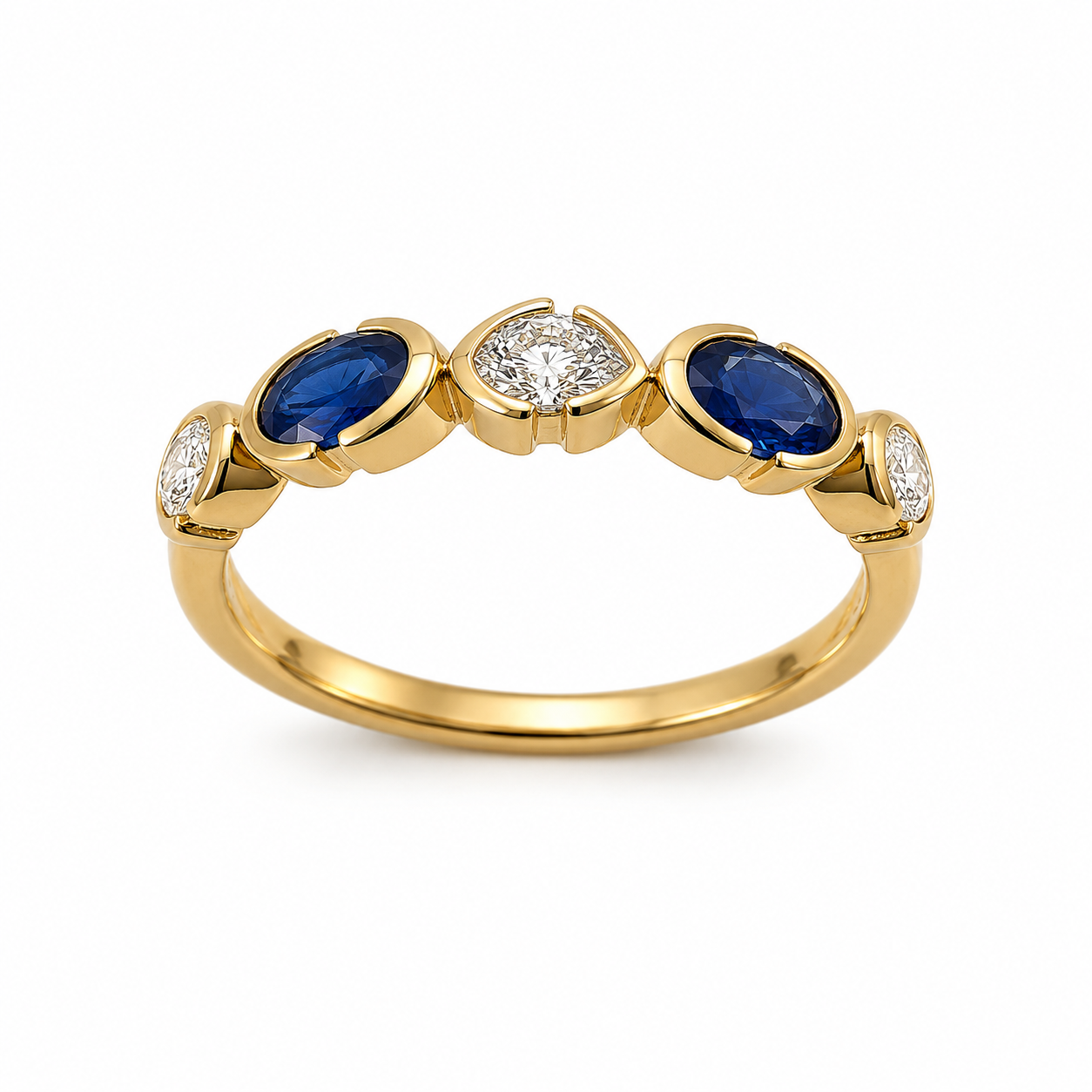 Yellow Gold Sapphire and Diamond Ring