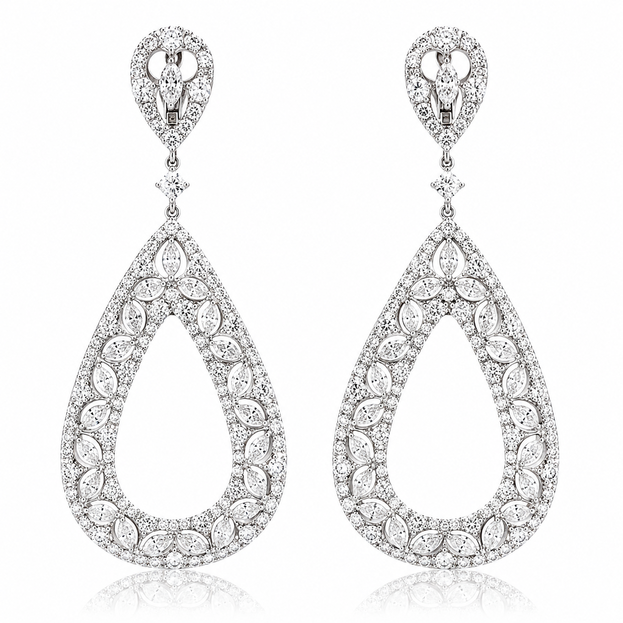 White Gold Yellow and White Diamond Earrings