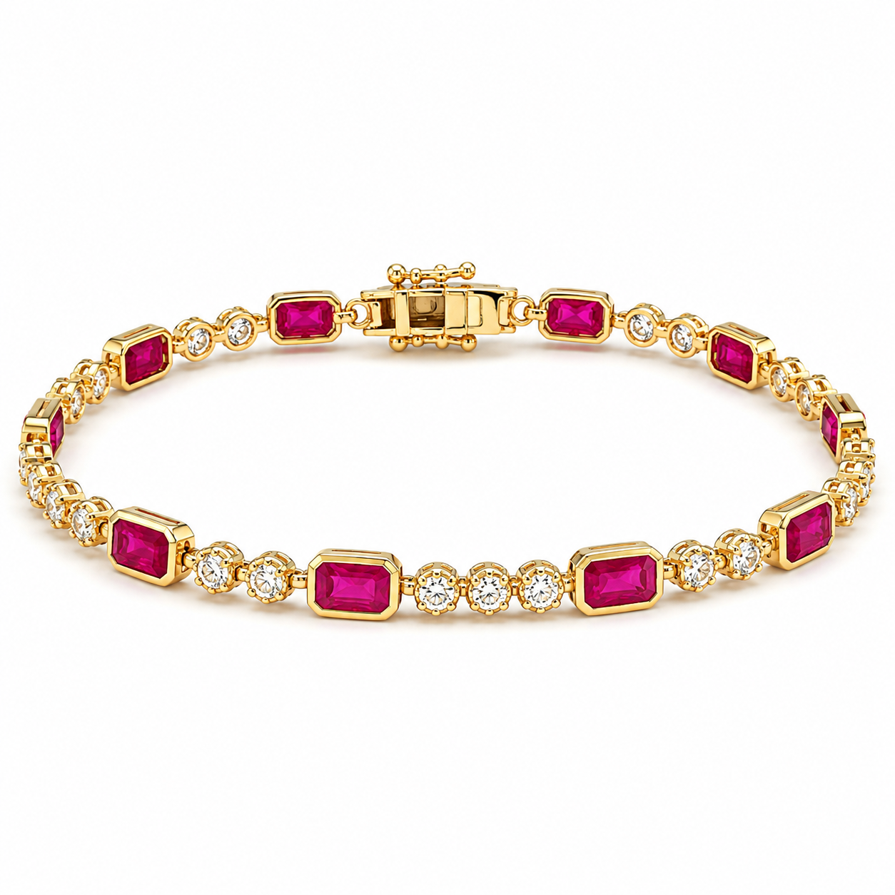 Yellow Gold Ruby and Diamond Bracelet