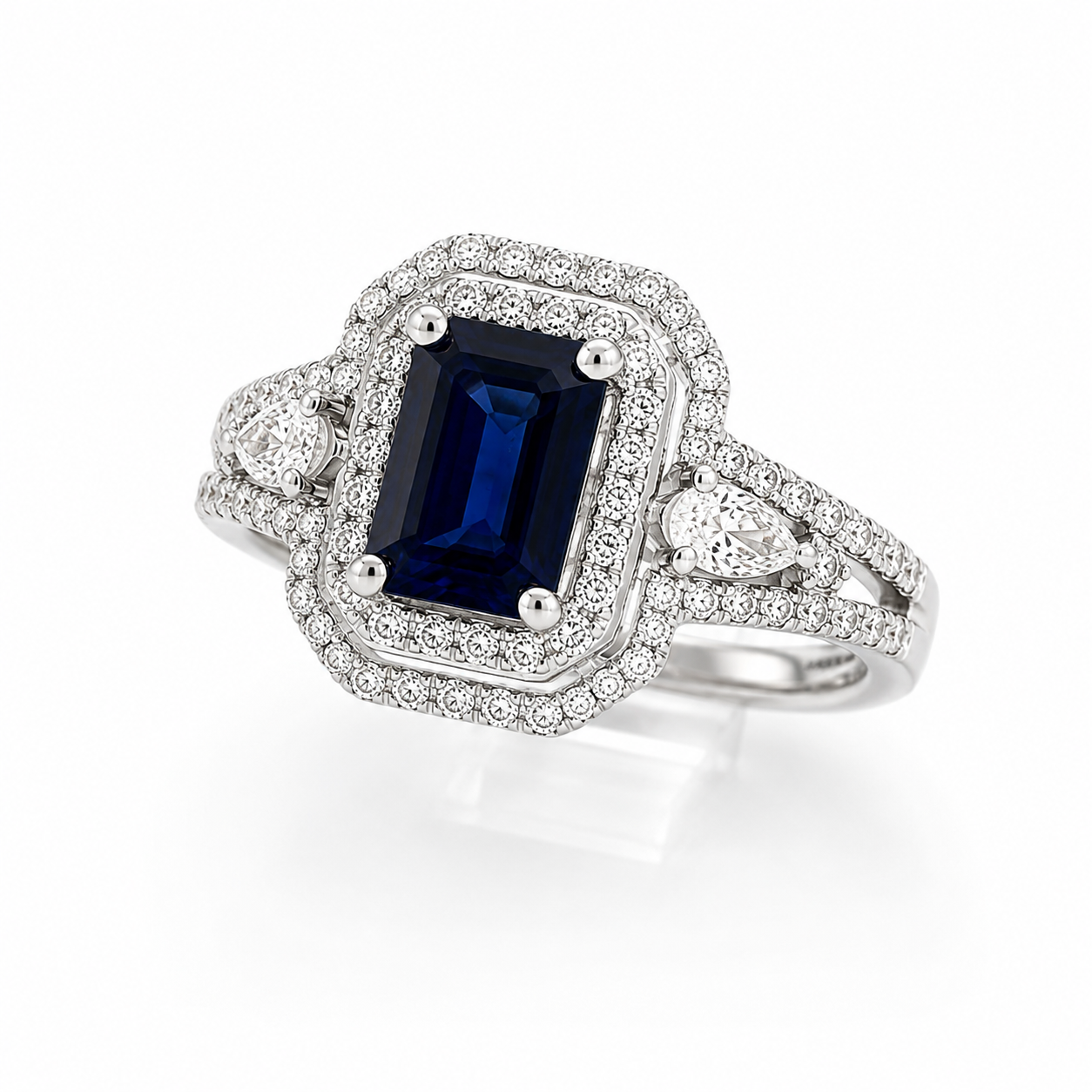 White Gold Sapphire and Diamond Ring