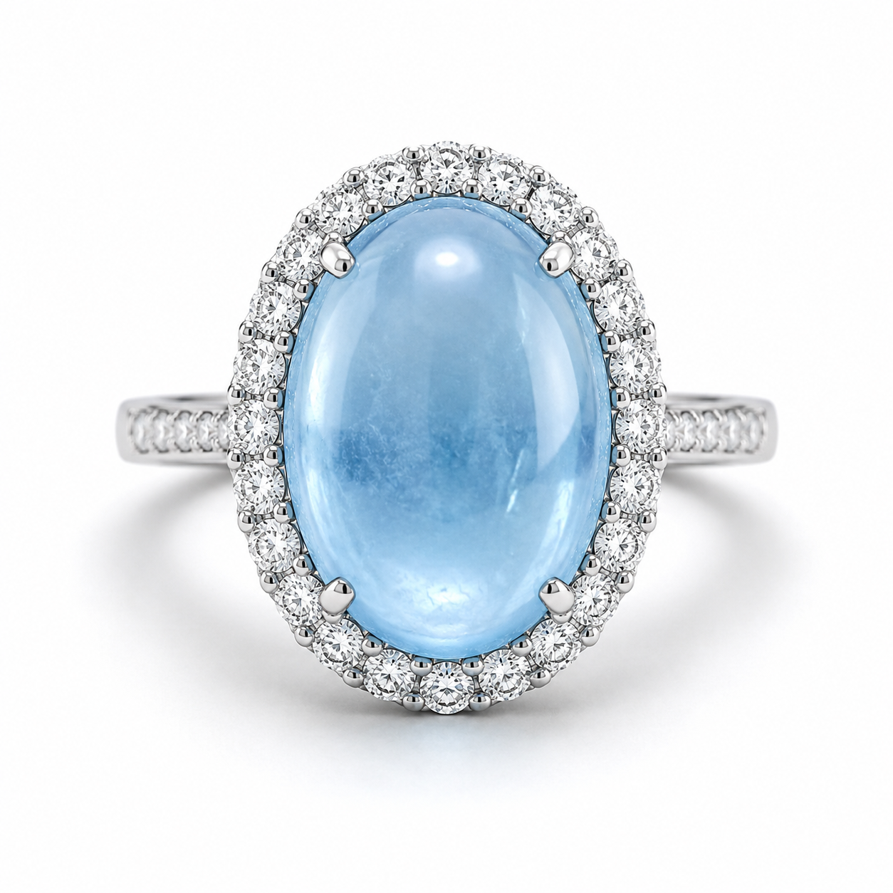White Gold Aquamarine and Diamond Ring