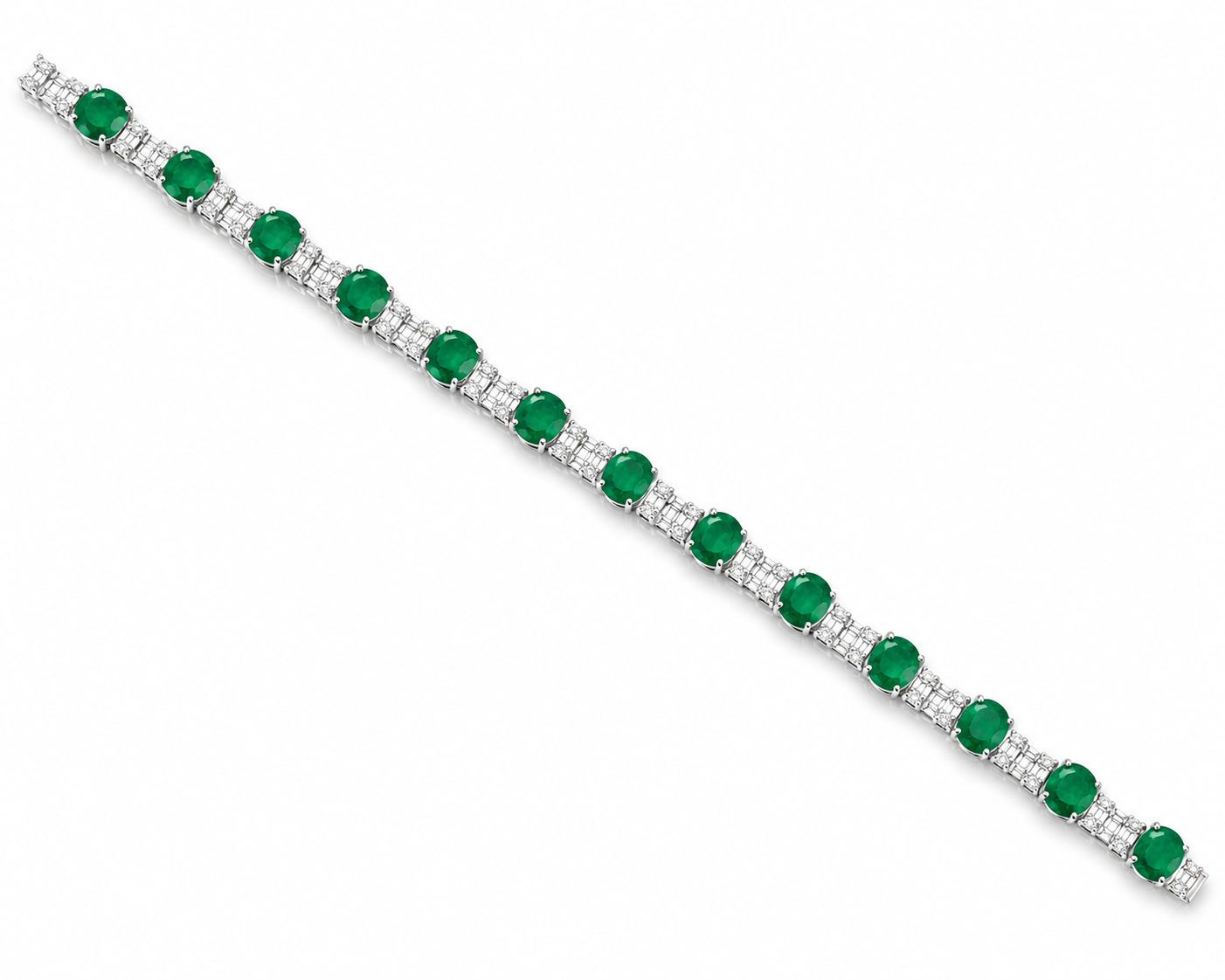 White Gold Emerald and Diamond Bracelet