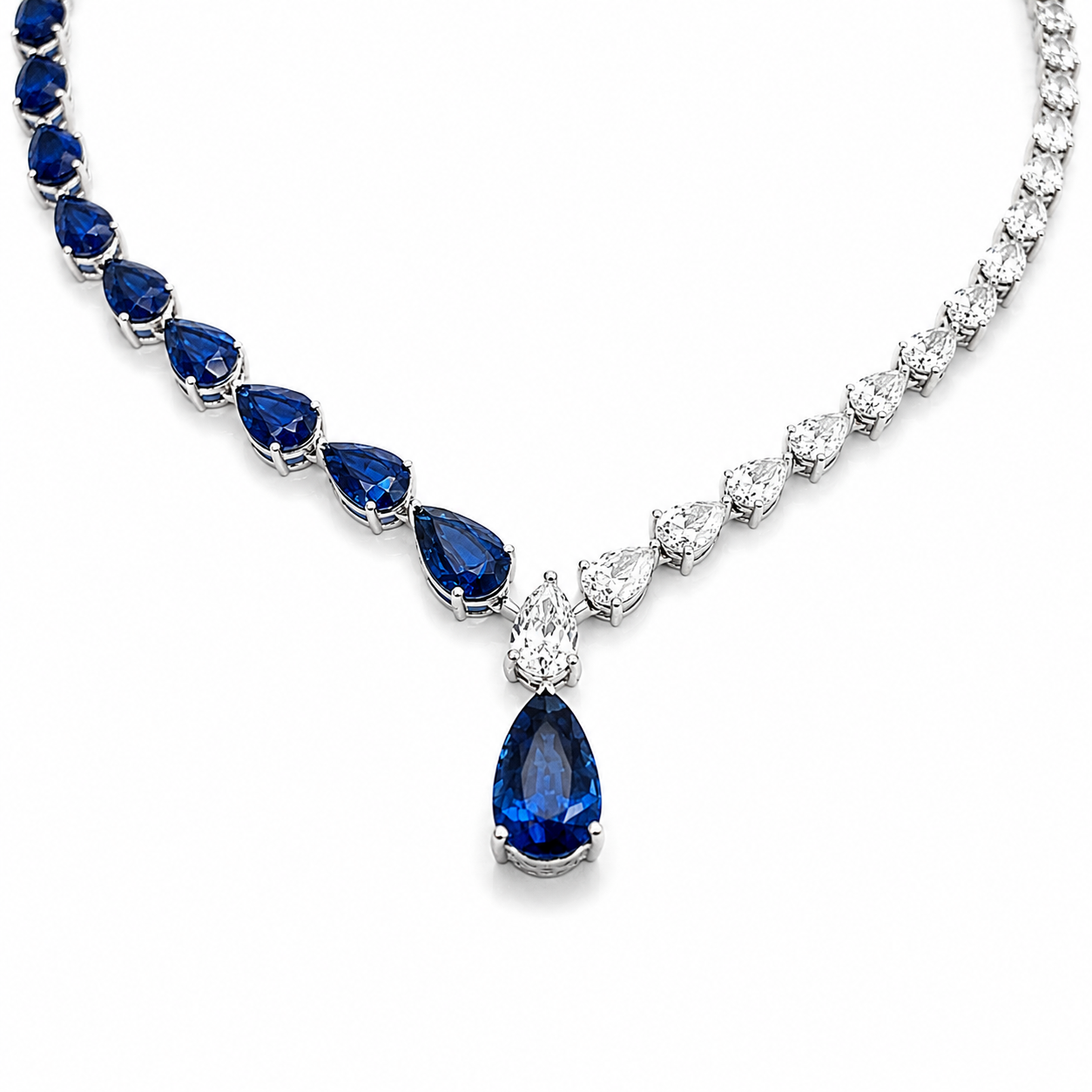 White Gold Sapphire and Diamond Necklace