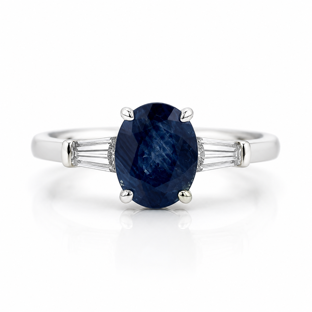White Gold Sapphire and Diamond Ring