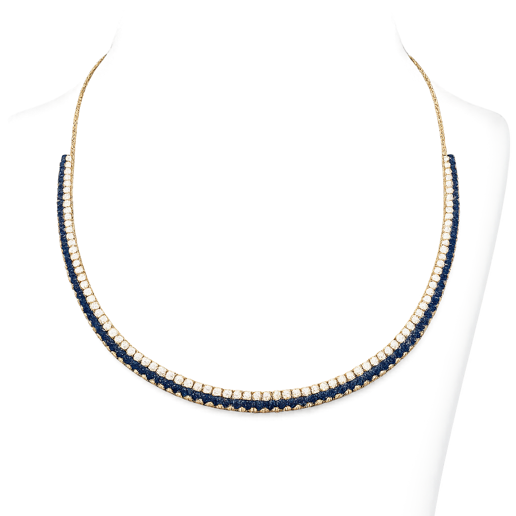 Yellow Gold Sapphire and Diamond Necklace
