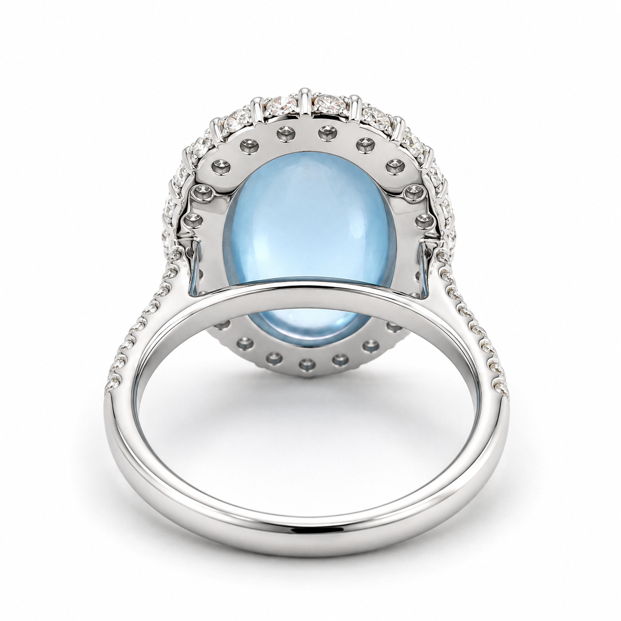 White Gold Aquamarine and Diamond Ring