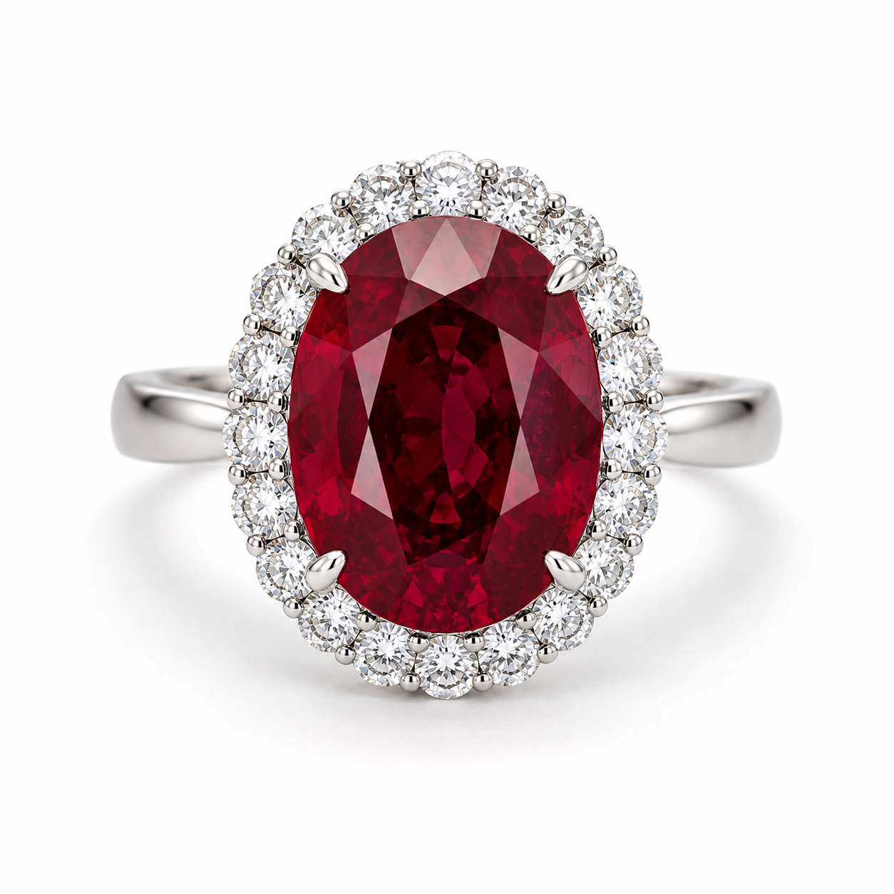 White Gold Rubellite and Diamond Ring