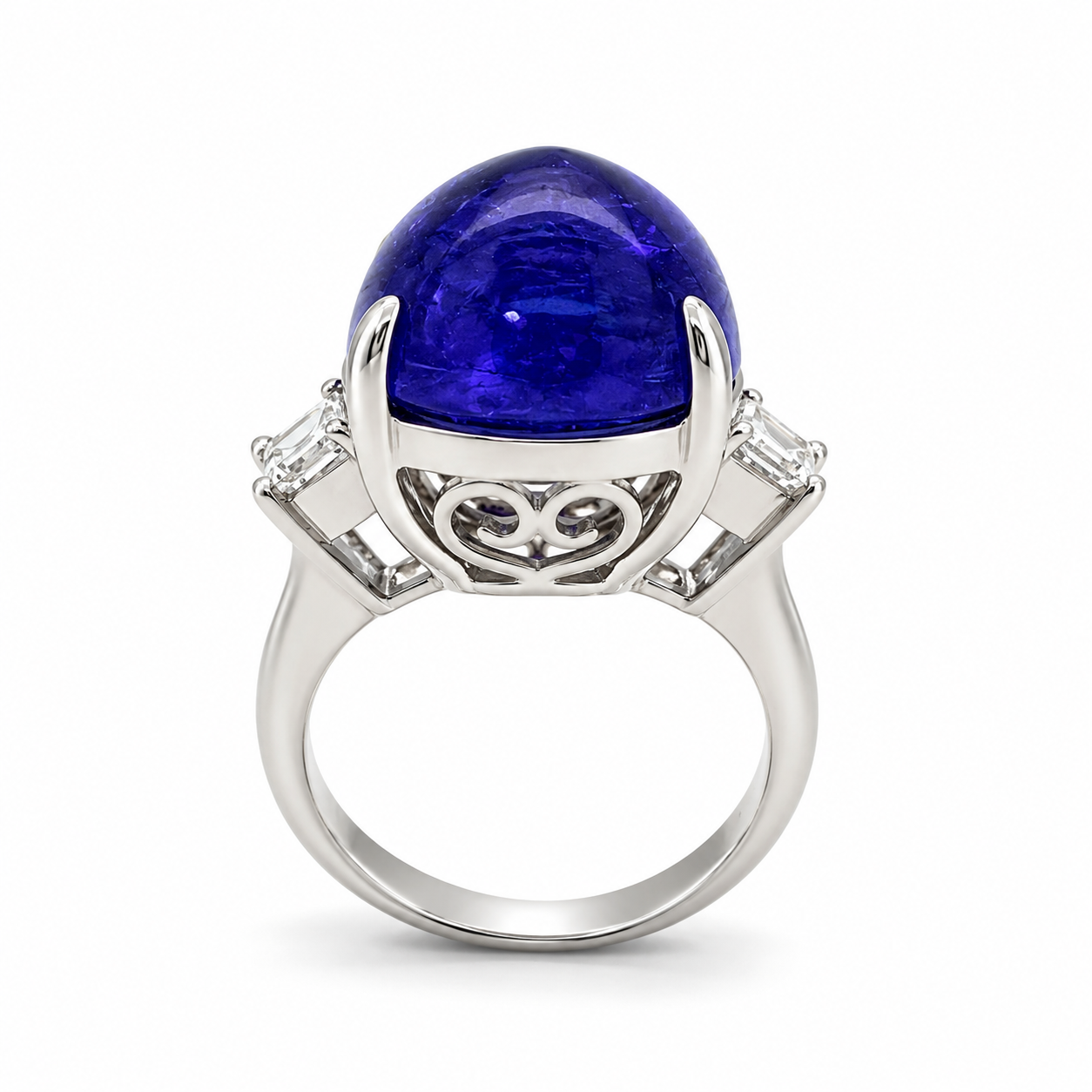 White Gold Tanzanite and Diamond Ring
