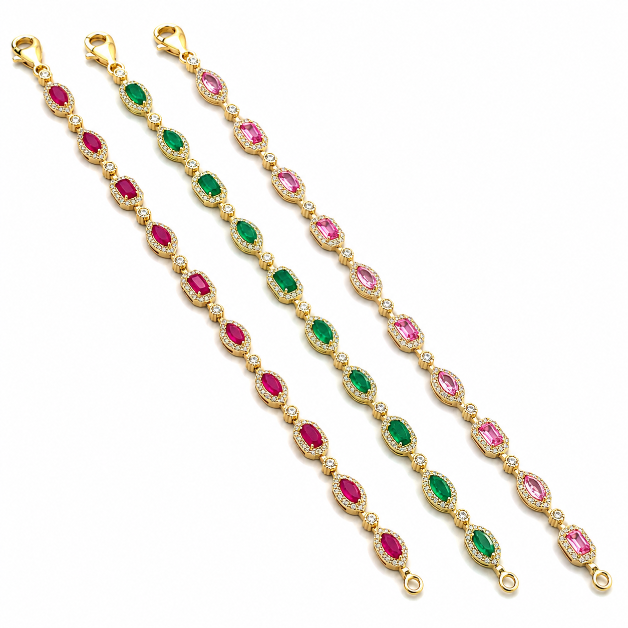 Yellow Gold Diamond and Emerald Bracelet