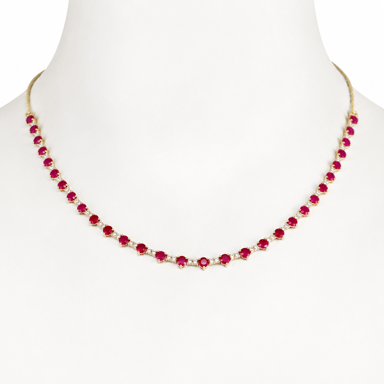 Yellow Gold Ruby and Diamond Necklace